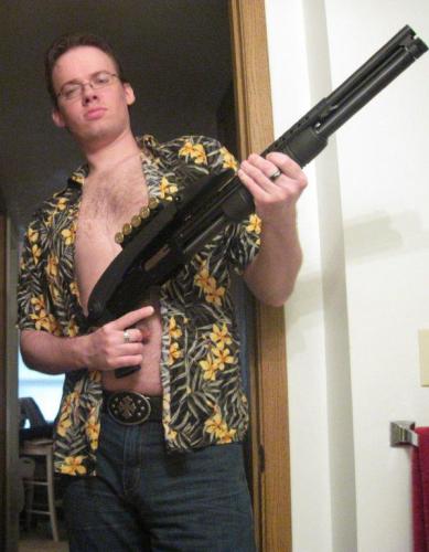 I too can wear a crazy shirt while wielding a firearm.