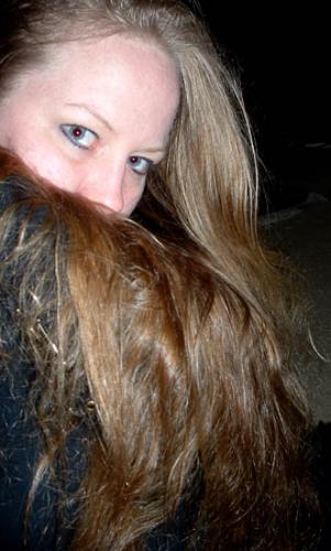 Me hiding behind my hair.. hehe.