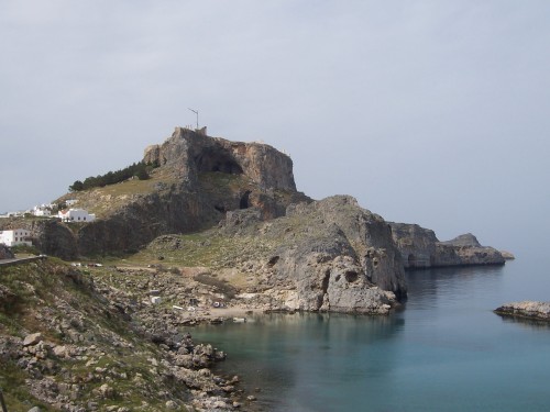 Our cabby took us over to the other side of the temple to see the crystal clear inlet... Lindos was out of the way from where we moored in Rhodos, but the half day trip was well worth it.