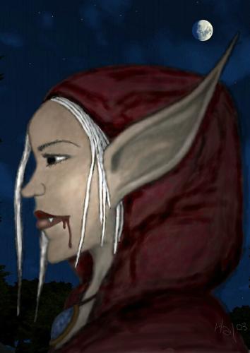 For an RPG. The character is a Fey, which is sort of like a little demonic, bloodsucking faerie. A wizard none the less! This is a photoshoped pencil sketch; the origional is in my yahoo briefcase if anyone's interested.