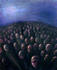 This is about the feeling that most of us have felt, of being terribly alone in a crowd.
(sorry about the small image/poor quality - sold the original painting and cannot find the original photo of said painting)