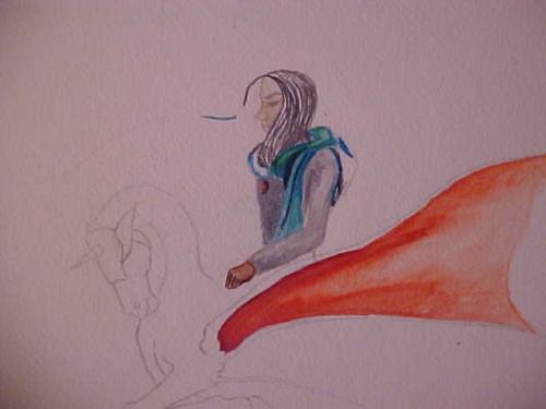 THis is the painting I decided to scrap partway through.... It did nothing justice and was too loose... :bangs head on wall: It just wasn't right, un-proportional, horrid use of my watercolor teqniques, and all in all... scrap scrap scrap... :bangs head on wall again.