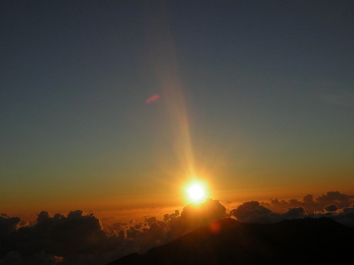 Clouds up at Haleakala Crater at sunrise.  

Clouds taste like yumm.