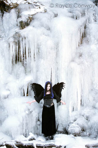 Taken up in the cascade mountains at a frozen waterfall. Model is L3XX.